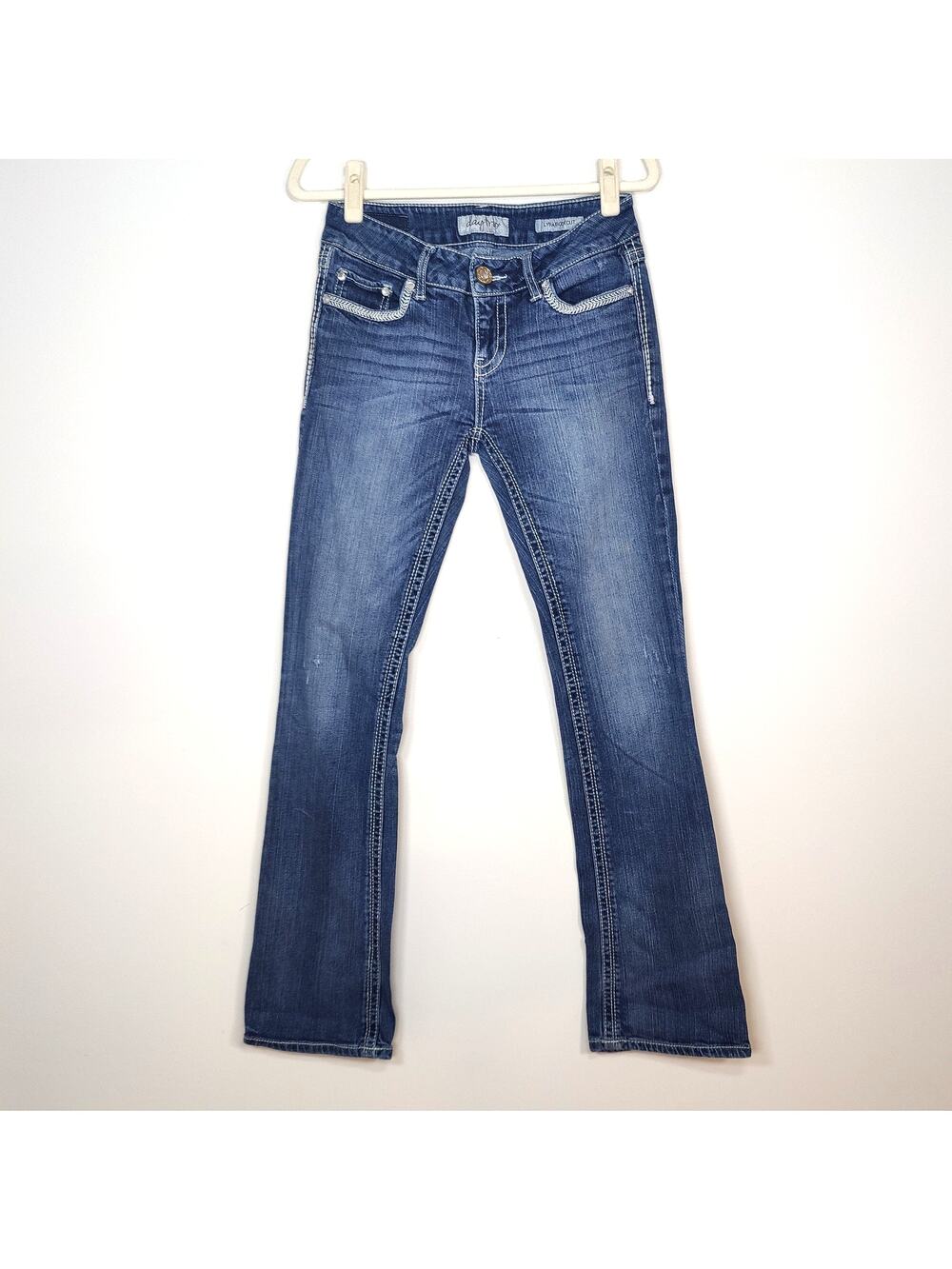Daytrip Lyra Bootcut Jeans Mid Rise Medium‎ Wash Embellished 27R Y2K